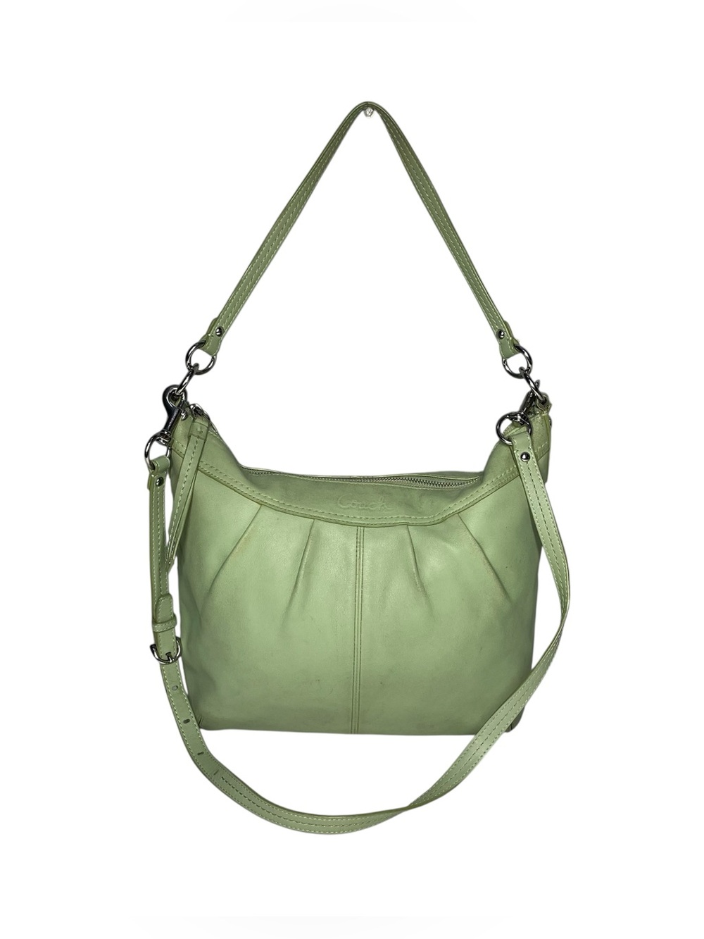Coach Soho Ashley Hobo Shoulder Pleated Leather Bag Purse Handbag Mint Green